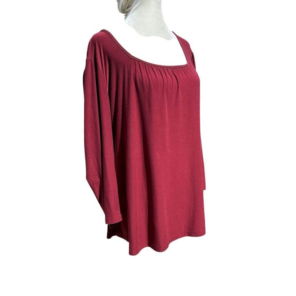 Vintage Suzie Top Blouse Maroon Red Long Sleeve Square Neck